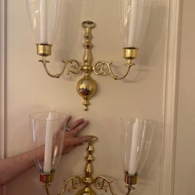 Lot # 151 Pair of Brass Candle Wall Sconces 