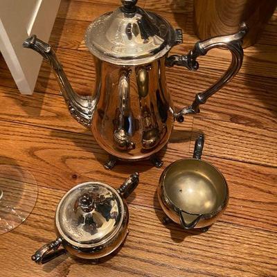 Teapot, Creamer & Sugar bowl - Silver Plate