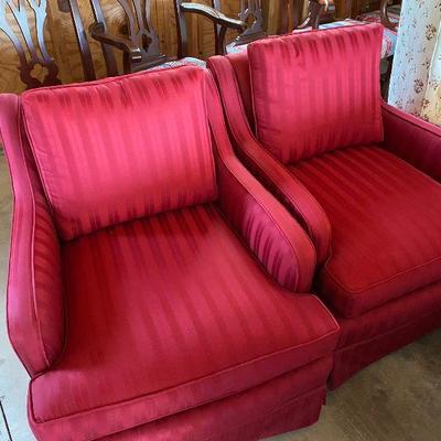 Club Chairs (qty.2) and ottoman - Red