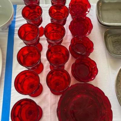 Lot # 165 30 piece set 1960â€™s Fostoria Argus Ruby Glass