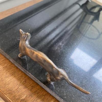 Lot # 174 Vintage ARAM Marble Cat Handle Tray w/ Nesting Tables