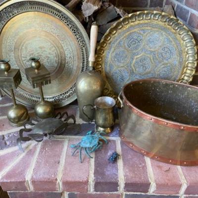 Lot # 190  Vintage Brass Tray David Lesser Signed Crab 