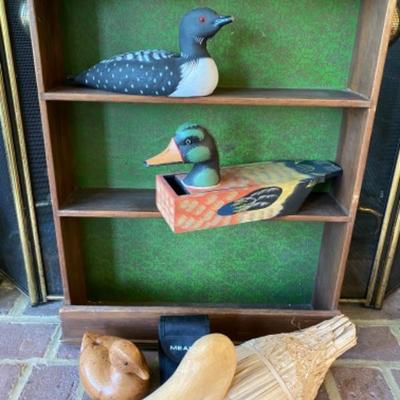Lot # 192 Antique Wooden Shelf with ducks 