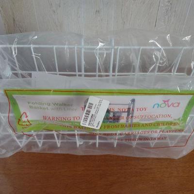 Folding walker basket