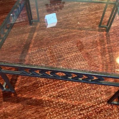 Lot # 102 Glass top Metal Beveled Glass Coffee Table 