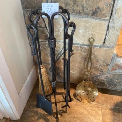 Lot # 107 Set of Peerage Brass and Wrought Iron Tools 