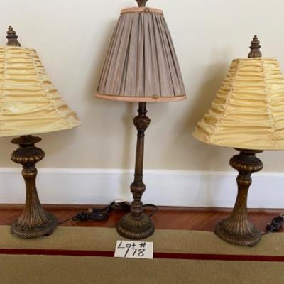 Lot #178 Set of 3 Decorator Lamps 