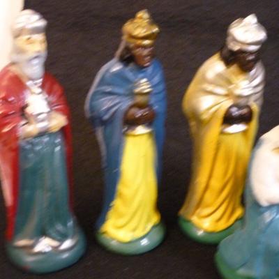 7 Piece Nativity Scene - OLD - Chalkware/Plaster