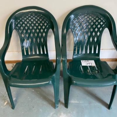 Lot #247 Pair of Plastic Outdoor Patio Chairs 