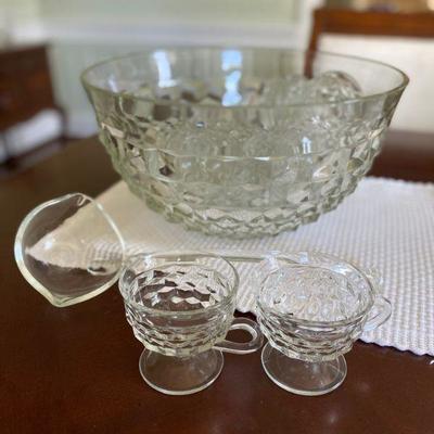 Punch Bowl, Ladle and 8 Glasses