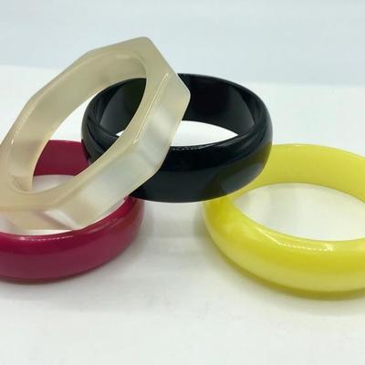 Auction Lot of 4 Lucite Bracelets in bright colors