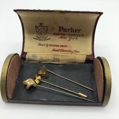 Vintage Parker 5th Ave., New York box and hat pins
