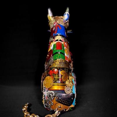 Recycled Art “Cat” Sculpture Leo Sewell Original