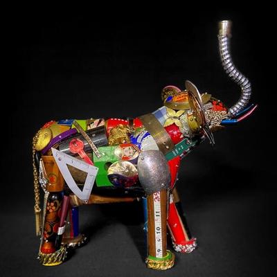 Recycled Art “Elephant” Sculpture Leo Sewell Original