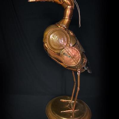 Recycled Art “Heron” Sculpture Leo Sewell Original