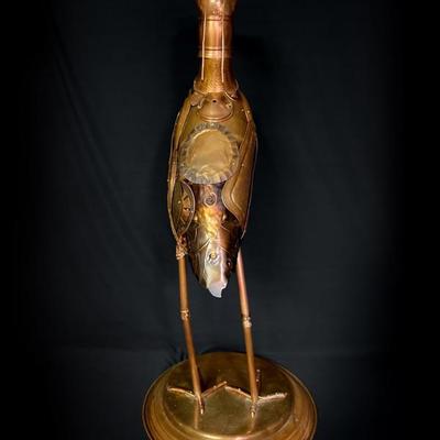 Recycled Art “Heron” Sculpture Leo Sewell Original