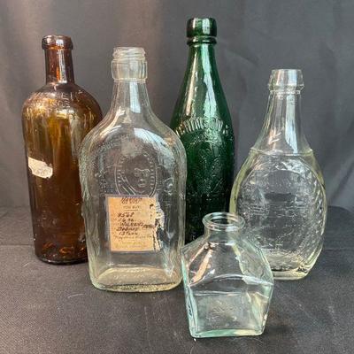 Lot of 5 Vintage Glass Bottles