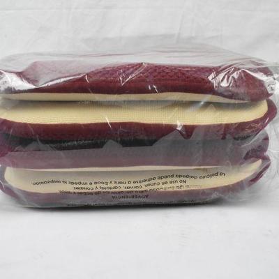 4 Chair Pads, Maroon w/ Non-Slip Underneath - New