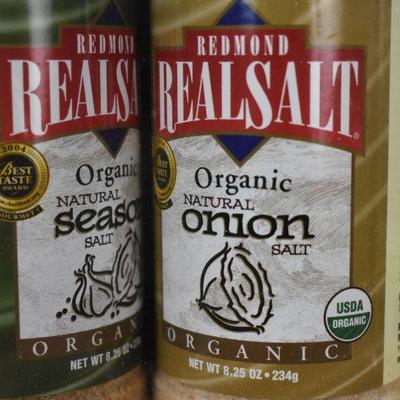 Redmond Real Salt. 4 Different Kinds, 8.25-9 oz each - New