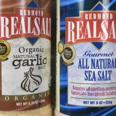 Redmond Real Salt. 4 Different Kinds, 8.25-9 oz each - New