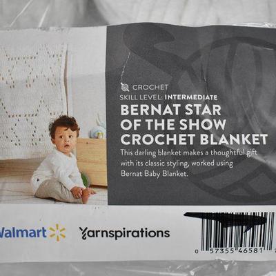 Bernat Star of the Show Crochet Blanket: 3 Skeins, 1 Hook, Instructions - New