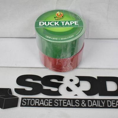Duck Brand Color Duct Tape Christmas Holiday Combo 2-Pack, Red & Green - New