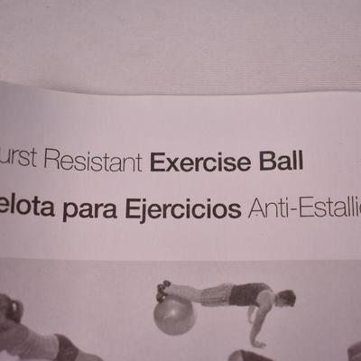 Exercise Ball, Burst Resistant, Aqua, with Pump - New