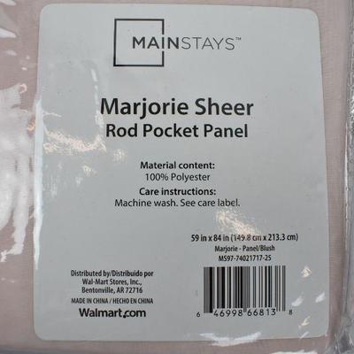 Qty 2 Mainstays Marjorie Sheer Rod Pocket Panels, Blush Pink, 59