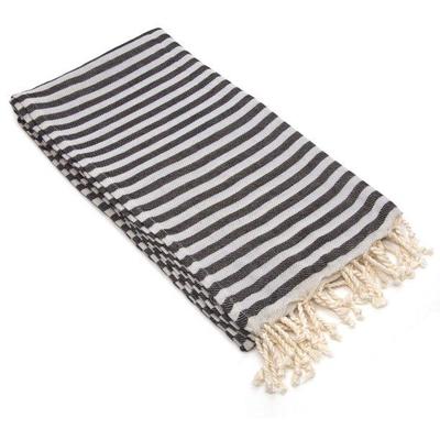 Black & Tan Stripes Linum Home 100% Turkish Cotton Beach Towel - New