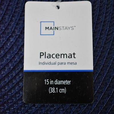 Mainstays Mars Placemats, Set of 6, Navy Blue - New