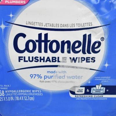 2 packages Cottonelle FreshCare Flushable Wipes, Resealable, 168 Wipes Each- New