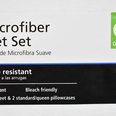 Mainstays Soft Wrinkle Resistant Microfiber Queen Arctic White Sheet Set - New