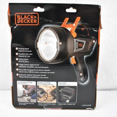 BLACK + DECKER 500 Lumen LED Rechargeable Spotlight (LIONLEDB), $33 Retail - New