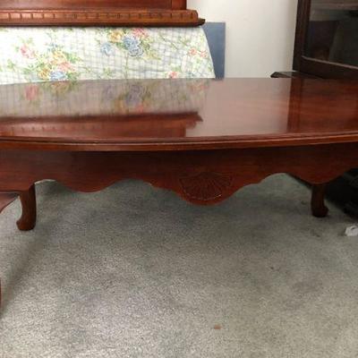 Traditional Formal Living Room Coffee Table, cherry parquet wood, oval