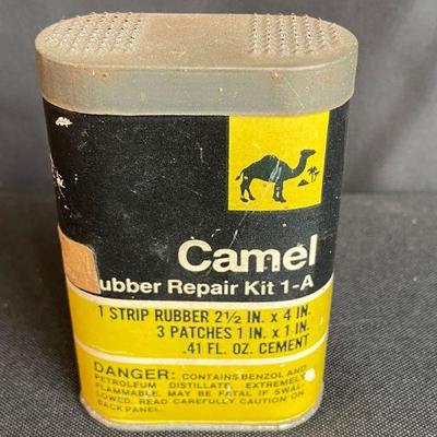 VINTAGE CAMEL 1-A TUBE PATCH TIRE REPAIR KIT GAS OIL DISPLAY CAN