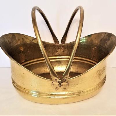 Lot #9  Large Hammered Brass Kindling Tub - Fireplace Accessory