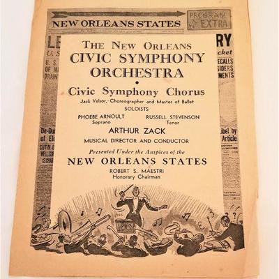 Lot #25  Program from New Orleans Civic Symphony Orchestra Performance - Robert Maestri, Mayor