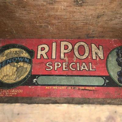 Antique Vintage Wooden Crate Box V. Bambacigno Ripon Special Grower & Shipper