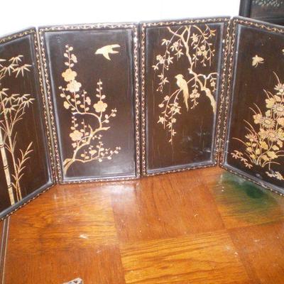 Vintage 4 Panel Mother of Pearl Screen