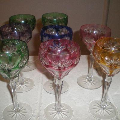8 Vintage Cut  Crystal Glasses