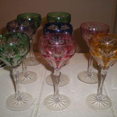 8 Vintage Cut  Crystal Glasses