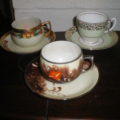 Three Vintage Tea Cups & Saucers