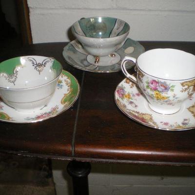 Three Vintage Tea Cups & Saucers