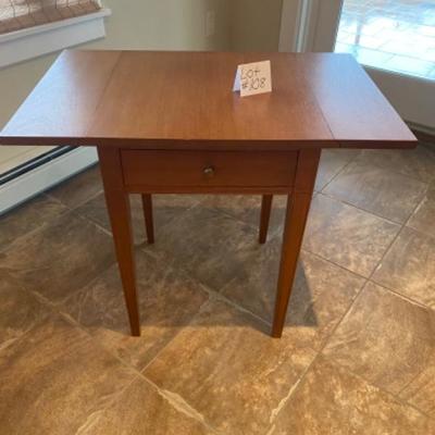 Lot # 108 Small Drop Leaf Single Drawer Table 