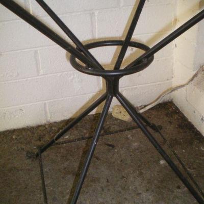 Vintage Wood Top Table with Metal Base