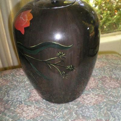 Decorative Painted  Ceramic Covered Pot