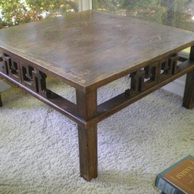 Vintage Wood Asian Carved Table