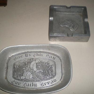 Pair Vintage Pewter Trays