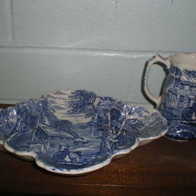 2 Vintage Blue Transferware