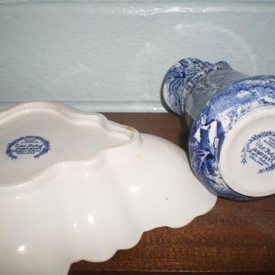 2 Vintage Blue Transferware
